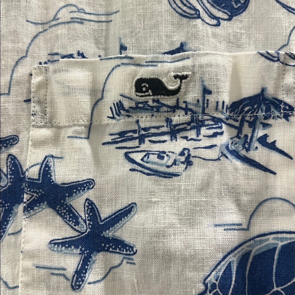 Men’s Vineyard Vines button up tropical sea life, medium, 100% linen - Picture 3 of 5